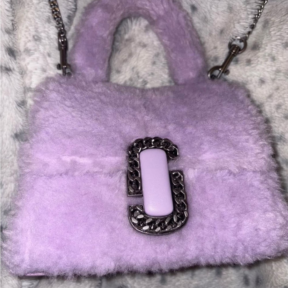 Marc Jacobs Plush Purple Crossbody Bag with Crystal Buckle